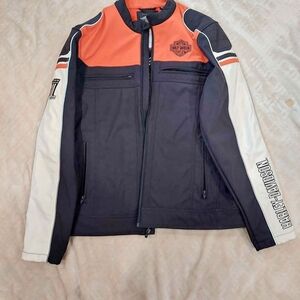 Harley-Davidson Men's Orange and Black Varsity Jacket